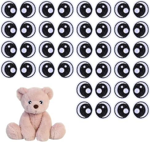20 Pairs Felt Eyes for Crafts White Black Eyes Iron on Patch, Cute Eye Embroidery Sew On Patches Polyester Sew on Eye Patch Decorative Cartoon Patches for Clothing Hat Backpack Shoes Jacket in Kuwait