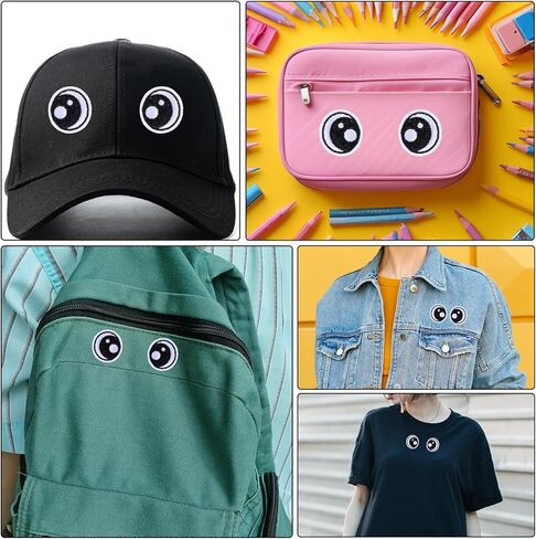 20 Pairs Felt Eyes for Crafts White Black Eyes Iron on Patch, Cute Eye Embroidery Sew On Patches Polyester Sew on Eye Patch Decorative Cartoon Patches for Clothing Hat Backpack Shoes Jacket in Kuwait