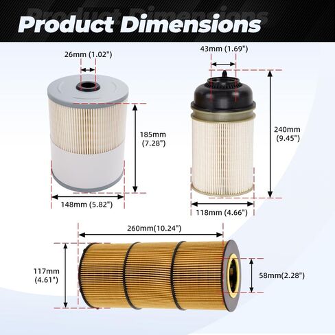Fuel Filter Water Separator and Oil Filter Kit for 2013-2019 Freightliner Cascadia and Western Star Trucks with Detroit DD13, DD15, DD16 Engines | Replaces FS19915, PF9908, P551005 in Saudi Arabia