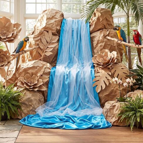 6.56 ft 2026 VBS Waterfalls DIY 3D Cardboard Rainforest Falls Backdrop Decorations Craft with Kraft Paper Waterfalls Fabric Rainforest Scene Construction Decor, VBS Sunday School Religious Background in Kuwait