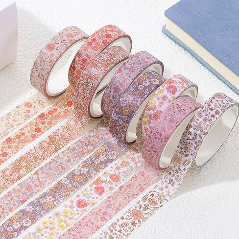 ElevateTech Washi Tape Set Thin Washi Tapes Vintage Scrapbook Tape Decorative Antique Patterns for Scrapbooking DIY Crafts Journal Supplies Planners Bohemian 8Rolls in Saudi Arabia