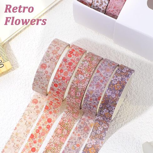 ElevateTech Washi Tape Set Thin Washi Tapes Vintage Scrapbook Tape Decorative Antique Patterns for Scrapbooking DIY Crafts Journal Supplies Planners Bohemian 8Rolls in Saudi Arabia