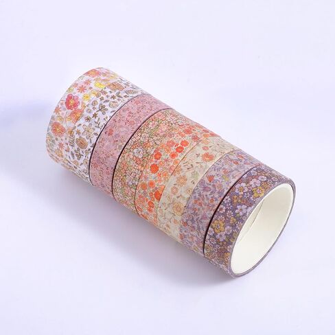 ElevateTech Washi Tape Set Thin Washi Tapes Vintage Scrapbook Tape Decorative Antique Patterns for Scrapbooking DIY Crafts Journal Supplies Planners Bohemian 8Rolls in Saudi Arabia