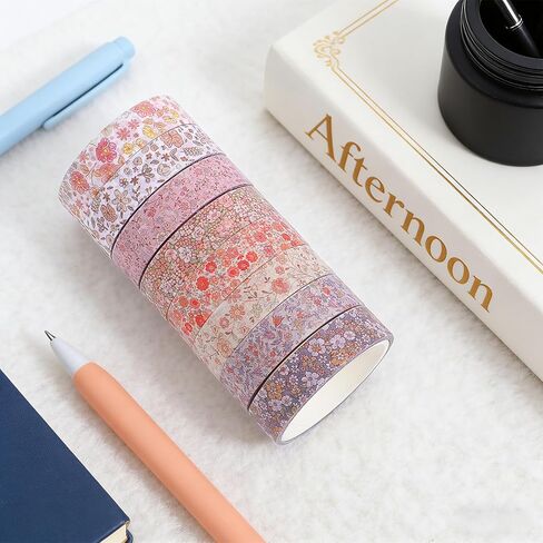 ElevateTech Washi Tape Set Thin Washi Tapes Vintage Scrapbook Tape Decorative Antique Patterns for Scrapbooking DIY Crafts Journal Supplies Planners Bohemian 8Rolls in Saudi Arabia