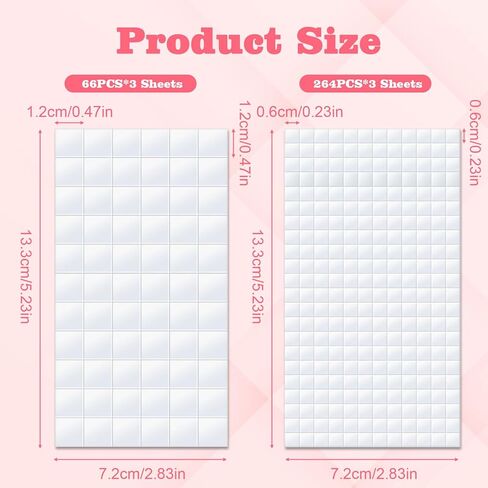 990 PCS Double Sided Foam Dots, Squares Foam Tape Dots Stickers for Crafts, Adhesive Foams Double Sided Sticky Dot for DIY Crafts(2 Sizes, 6 Sheets) in Saudi Arabia