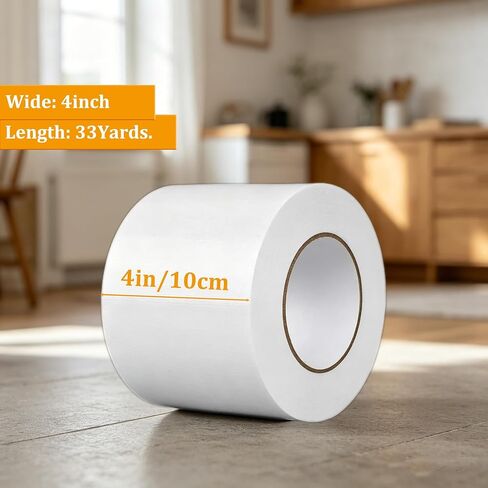 Heavy Duty Double Sided Carpet Tape for Area Rugs, 4 Inch x 33 Yards Rug Tape Grippers Perfect for Hardwood Floors, Laminated Floors, Tile, Plastic, Etc, Removable and Residue Free in Saudi Arabia