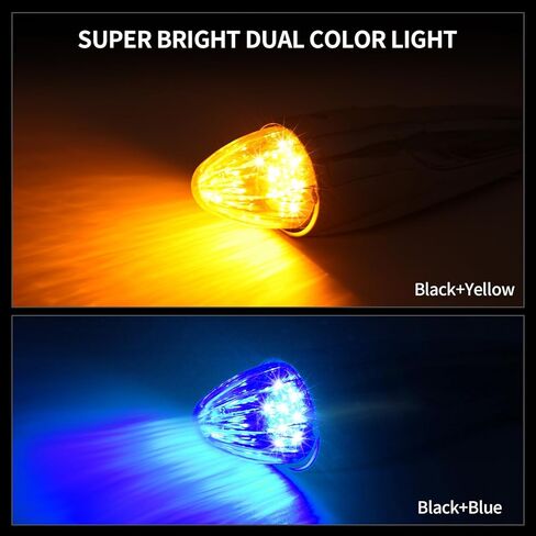 1PC 21 LED Dual Color Chrome Cab Marker Light, Torpedo Cab Marker Roof Running Top Lights, Replacement for Heavy Duty Trucks Kenworth Freightliner Peterbilt International Mack, Amber/Blue in Saudi Arabia