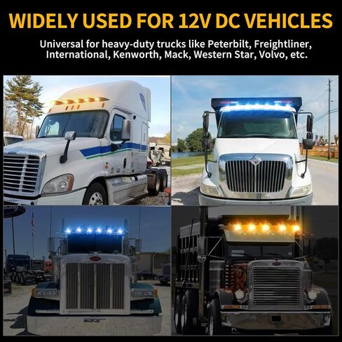 1PC 21 LED Dual Color Chrome Cab Marker Light, Torpedo Cab Marker Roof Running Top Lights, Replacement for Heavy Duty Trucks Kenworth Freightliner Peterbilt International Mack, Amber/Blue in Saudi Arabia