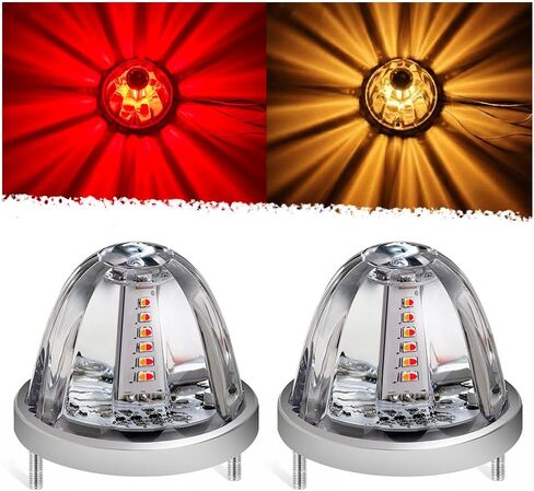 Dual Color Amber White Watermelon Lights,2 Pcs LED Side Marker Turn Signal Lights 360°Rotating 30 led Clear Lens Water Melon Lights for Peterbilt Freightliner Trucks Trailers RVs Motohomes in Saudi Arabia