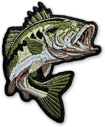 Bass Fish Patch - Funny Largemouth Bass Fish Fisherman Dad Papa Grandpa Fishing Lover Embroidered Patches DIY Applique Accessories for Backpacks, Army Vests, Gym Bags, Hats, Helmets 3 Inches in Saudi Arabia