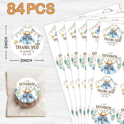 84pcs Cowboy Baby Shower Stickers Westren Thank You for Celebrating with Us,Western Howdy Round Labels for Birthday & Gender Reveal Party Favors.2inches in Saudi Arabia