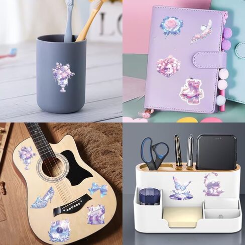 50 PCS Scrapbooking Stickers, Aesthetic Scene Sticker Set, Crystal Transparent Waterproof Stickers for Junk Journal Journaling, Water Bottles Phone Laptop, Vintage Floral Sticker for Planner in Kuwait