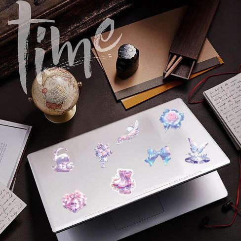 50 PCS Scrapbooking Stickers, Aesthetic Scene Sticker Set, Crystal Transparent Waterproof Stickers for Junk Journal Journaling, Water Bottles Phone Laptop, Vintage Floral Sticker for Planner in Kuwait
