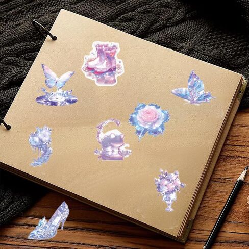 50 PCS Scrapbooking Stickers, Aesthetic Scene Sticker Set, Crystal Transparent Waterproof Stickers for Junk Journal Journaling, Water Bottles Phone Laptop, Vintage Floral Sticker for Planner in Kuwait
