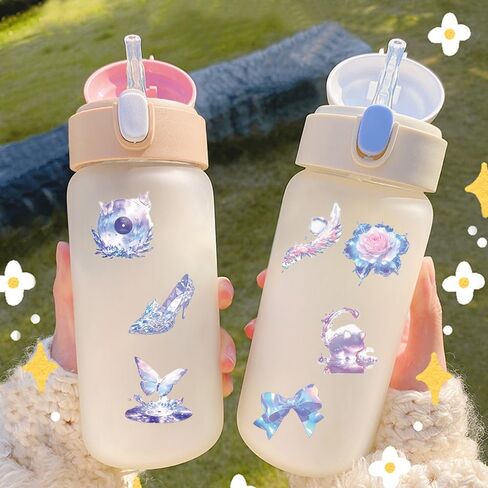50 PCS Scrapbooking Stickers, Aesthetic Scene Sticker Set, Crystal Transparent Waterproof Stickers for Junk Journal Journaling, Water Bottles Phone Laptop, Vintage Floral Sticker for Planner in Kuwait