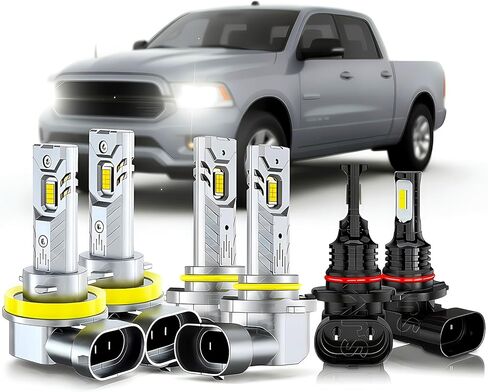 Compatible for Dodge Ram 1500 2500 3500 without Projector 2013 2014 2015 2016 2017 2018 High Low Beam Fog Lights Bulbs Combo,Plug and Play, Pack of 6 in Saudi Arabia