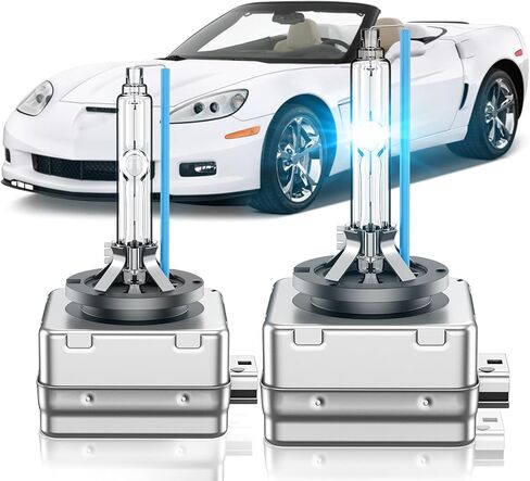 Fit for Chevrolet 2005-2013 Chevy Corvette Sport 2010-2013 Chevy Camaro D1S HID Xenon Headlight Bulbs, 350% Brightness, High Low Beam Light Bulb, 8000K White Blue, Plug and Play, Pack of 2 in Saudi Arabia