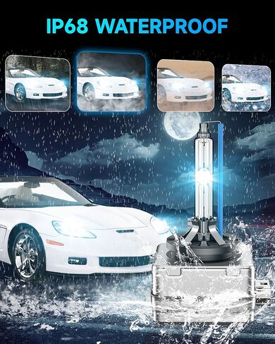 Fit for Chevrolet 2005-2013 Chevy Corvette Sport 2010-2013 Chevy Camaro D1S HID Xenon Headlight Bulbs, 350% Brightness, High Low Beam Light Bulb, 8000K White Blue, Plug and Play, Pack of 2 in Saudi Arabia