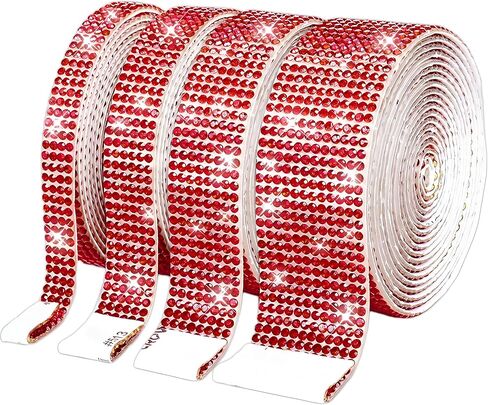 4 Rolls Rhinestone Ribbon, 4 Yards Self Adhesive Rhinestone Strips with 2 mm Rhinestones, Bling Crystal Ribbon for DIY Decoration Car Shoes Clothes (Orange) in Saudi Arabia