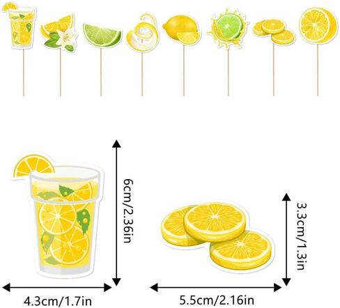 24pcs Summer Lemon Cupcake Toppers Cute Fruits Cupcake Picks for Summer Theme Party Decoration in Saudi Arabia