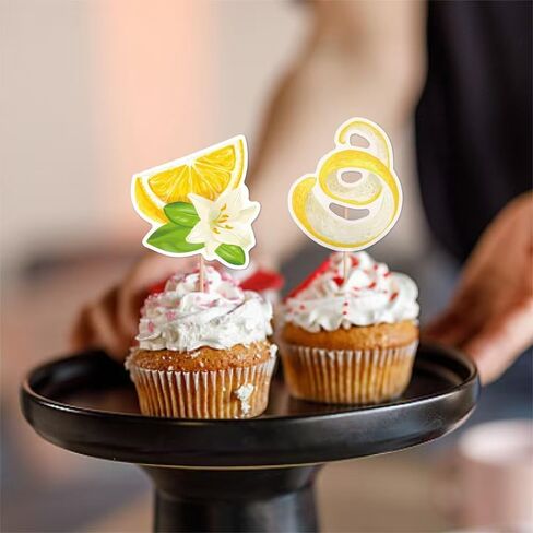 24pcs Summer Lemon Cupcake Toppers Cute Fruits Cupcake Picks for Summer Theme Party Decoration in Saudi Arabia