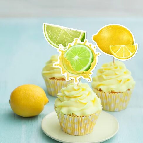 24pcs Summer Lemon Cupcake Toppers Cute Fruits Cupcake Picks for Summer Theme Party Decoration in Saudi Arabia