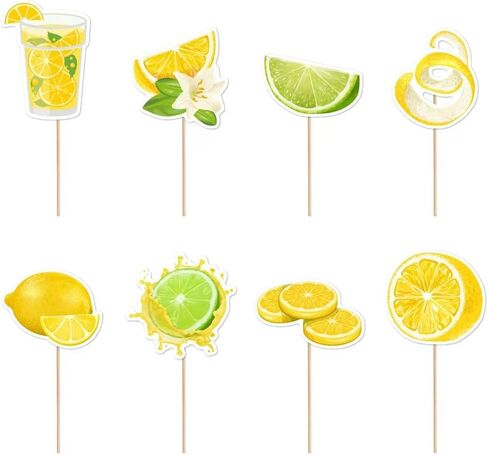24pcs Summer Lemon Cupcake Toppers Cute Fruits Cupcake Picks for Summer Theme Party Decoration in Saudi Arabia
