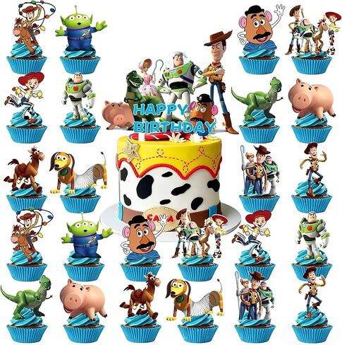 25pcs Cake Toppers Cupcake Toppers Cake Decorations Birthday Party Supplies Decorations (25pcs A) in Kuwait