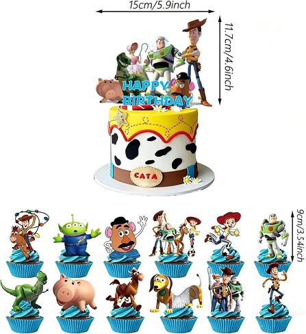 25pcs Cake Toppers Cupcake Toppers Cake Decorations Birthday Party Supplies Decorations (25pcs A) in Kuwait