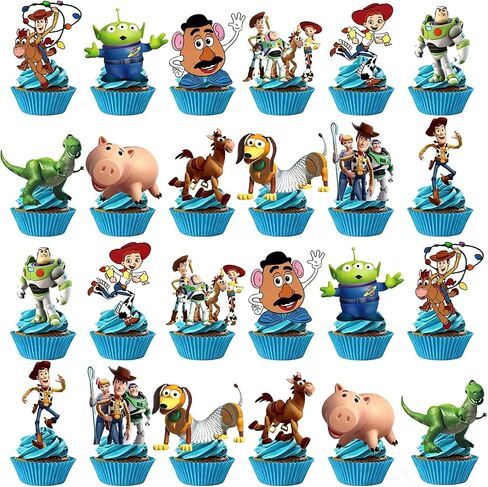 25pcs Cake Toppers Cupcake Toppers Cake Decorations Birthday Party Supplies Decorations (25pcs A) in Kuwait
