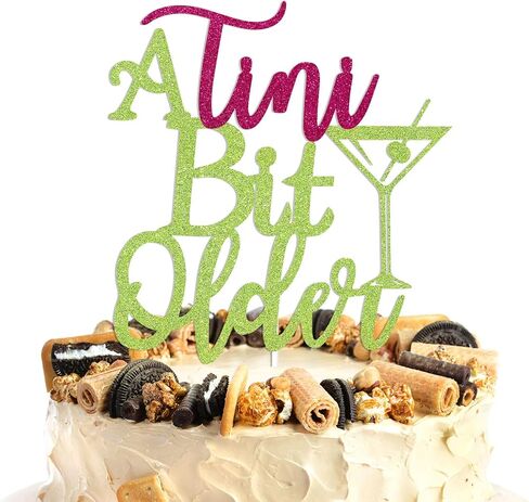 A Tini Bit Older Cake Topper - Martini Birthday Party Decorations, Martini Theme Birthday Party Decoration Green Glitter in Kuwait