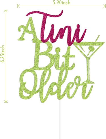 A Tini Bit Older Cake Topper - Martini Birthday Party Decorations, Martini Theme Birthday Party Decoration Green Glitter in Kuwait