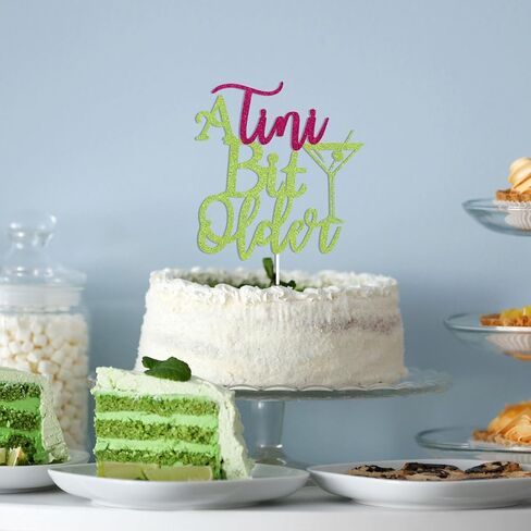 A Tini Bit Older Cake Topper - Martini Birthday Party Decorations, Martini Theme Birthday Party Decoration Green Glitter in Kuwait