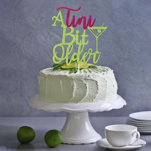 A Tini Bit Older Cake Topper - Martini Birthday Party Decorations, Martini Theme Birthday Party Decoration Green Glitter in Kuwait