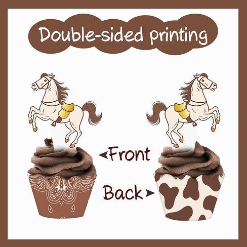 Western Party Cupcake Toppers and Wrappers 32 Pieces Cowboy Theme Birthday Cake Decorations Cowboy Boot Hat Cactus Horseshoe Cupcake Decorations for Rodeo Baby Shower Wild West Hoedown Party Supplies in Saudi Arabia