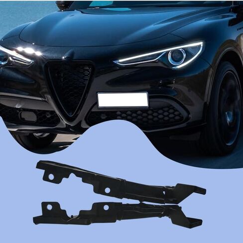 Riloer Front Support Bracket, Replace 50543942, 50543943, ABS Support Bracket, Compatible with Alfa Romeo Stelvio 2016-2023, Black, 2 pcs in Kuwait