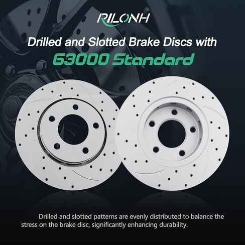 Front Drilled and Slotted Brake Disc Brake Rotors 53002 11.06 inch / 281 mm Fit for DODGE CARAVAN 2001-2007, GRAND CARAVAN 2001-2005 | CHRYSLER TOWN & COUNTRY 2003-2007, VOYAGER 2001-2003 in Saudi Arabia