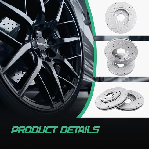 Front Drilled and Slotted Brake Disc Brake Rotors 53002 11.06 inch / 281 mm Fit for DODGE CARAVAN 2001-2007, GRAND CARAVAN 2001-2005 | CHRYSLER TOWN & COUNTRY 2003-2007, VOYAGER 2001-2003 in Saudi Arabia