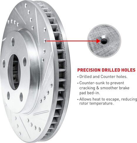 R1 Concepts Brake Rotors fits 1991-1994 Toyota Previa| eLINE Series Drilled and Slotted Brake Rotors: 10.5" Front in Kuwait