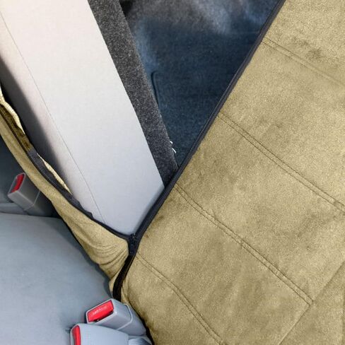 أغطية مقاعد السيارة من قماش القطيفة البيج ذات المقاس العالمي من Yupbizauto مجموعة كاملة للسيارات والشاحنات وسيارات الدفع الرباعي والشاحنات - مقعد مقسم أمامي وخلفي، مجموعة حماية داخلية سهلة التركيب in Kuwait