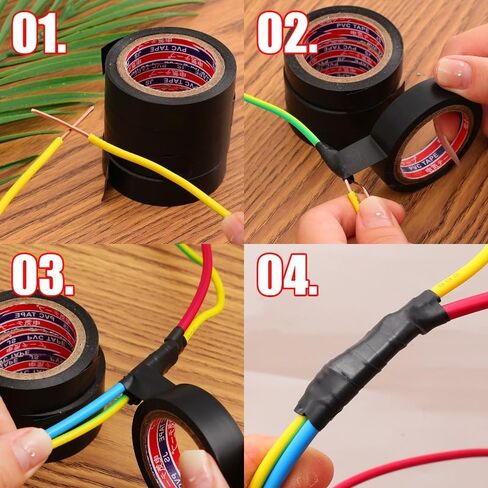 Black PVC Electrical Insulation Flame Retardant Tape Waterproof Self-Adhesive Electrical Wire High Voltage Tape,6m*1.5cm (4PCS) in Saudi Arabia