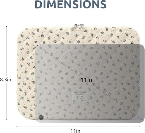 Cute Laptop Sleeve 13-15 Inch Laptop Accessories Aesthetic Quilted Computer Bag with Flower Puffy Printing for MacBook in Saudi Arabia