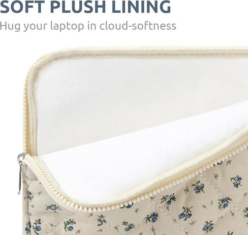 Cute Laptop Sleeve 13-15 Inch Laptop Accessories Aesthetic Quilted Computer Bag with Flower Puffy Printing for MacBook in Saudi Arabia