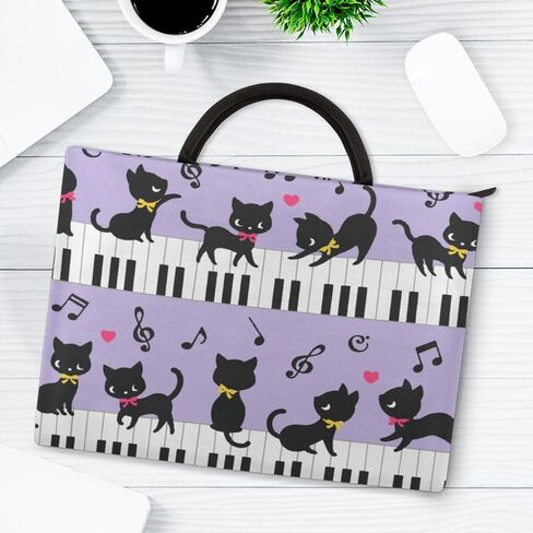 Cat Piano Music Laptop Sleeve Case 13 13.3 14 Inch Laptop Bag with Handle & Pockets Durable Notebook Computer Carrying Case for Men Women Multi-Color & Size Choices in Saudi Arabia