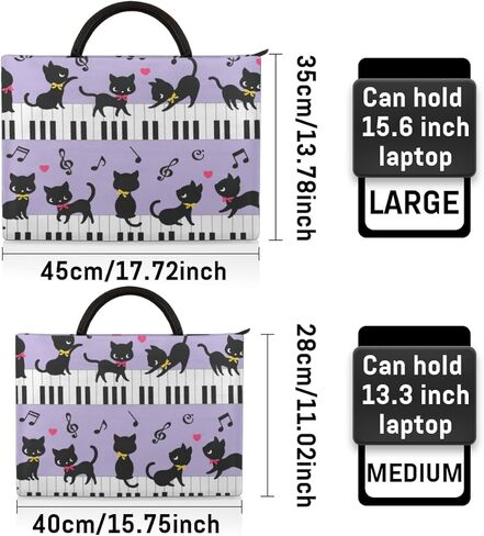 Cat Piano Music Laptop Sleeve Case 13 13.3 14 Inch Laptop Bag with Handle & Pockets Durable Notebook Computer Carrying Case for Men Women Multi-Color & Size Choices in Saudi Arabia
