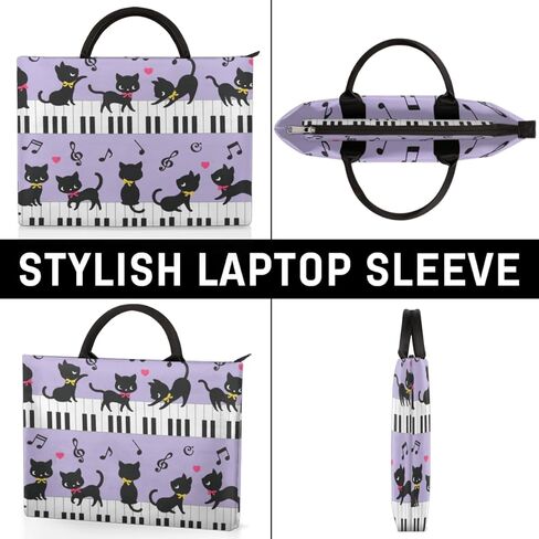 Cat Piano Music Laptop Sleeve Case 13 13.3 14 Inch Laptop Bag with Handle & Pockets Durable Notebook Computer Carrying Case for Men Women Multi-Color & Size Choices in Saudi Arabia