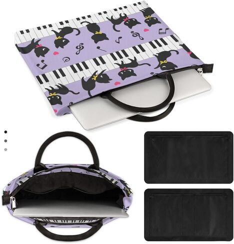 Cat Piano Music Laptop Sleeve Case 13 13.3 14 Inch Laptop Bag with Handle & Pockets Durable Notebook Computer Carrying Case for Men Women Multi-Color & Size Choices in Saudi Arabia