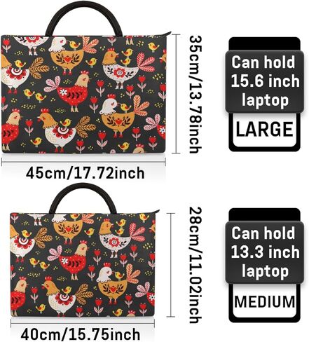 Colorful Chicken Laptop Sleeve Case 13 13.3 14 Inch Laptop Bag with Handle & Pockets Durable Notebook Computer Carrying Case for Men Women Multi-Color & Size Choices in Saudi Arabia