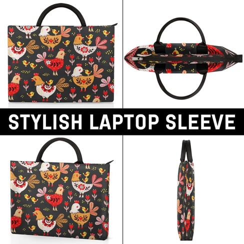 Colorful Chicken Laptop Sleeve Case 13 13.3 14 Inch Laptop Bag with Handle & Pockets Durable Notebook Computer Carrying Case for Men Women Multi-Color & Size Choices in Saudi Arabia