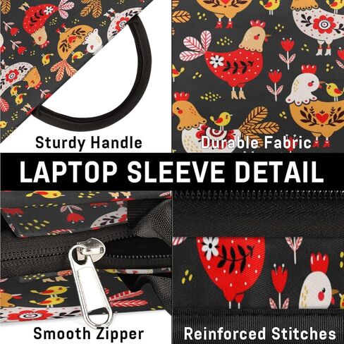 Colorful Chicken Laptop Sleeve Case 13 13.3 14 Inch Laptop Bag with Handle & Pockets Durable Notebook Computer Carrying Case for Men Women Multi-Color & Size Choices in Saudi Arabia